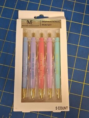 Modern Expressions Inspirational Pastel Pen Set - 5 Pack New